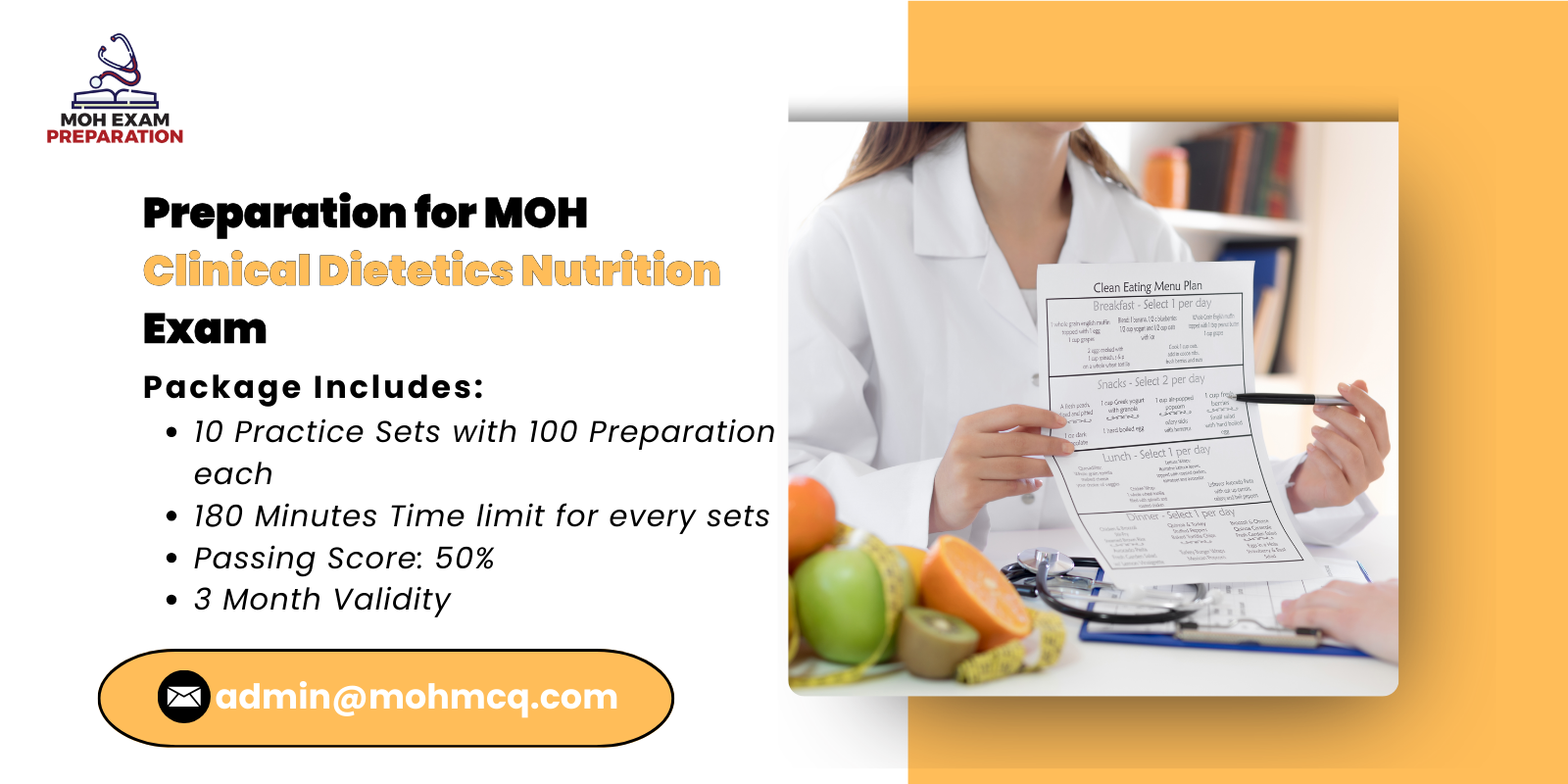 Preparation for MOH Clinical Dietetics Nutrition Exam